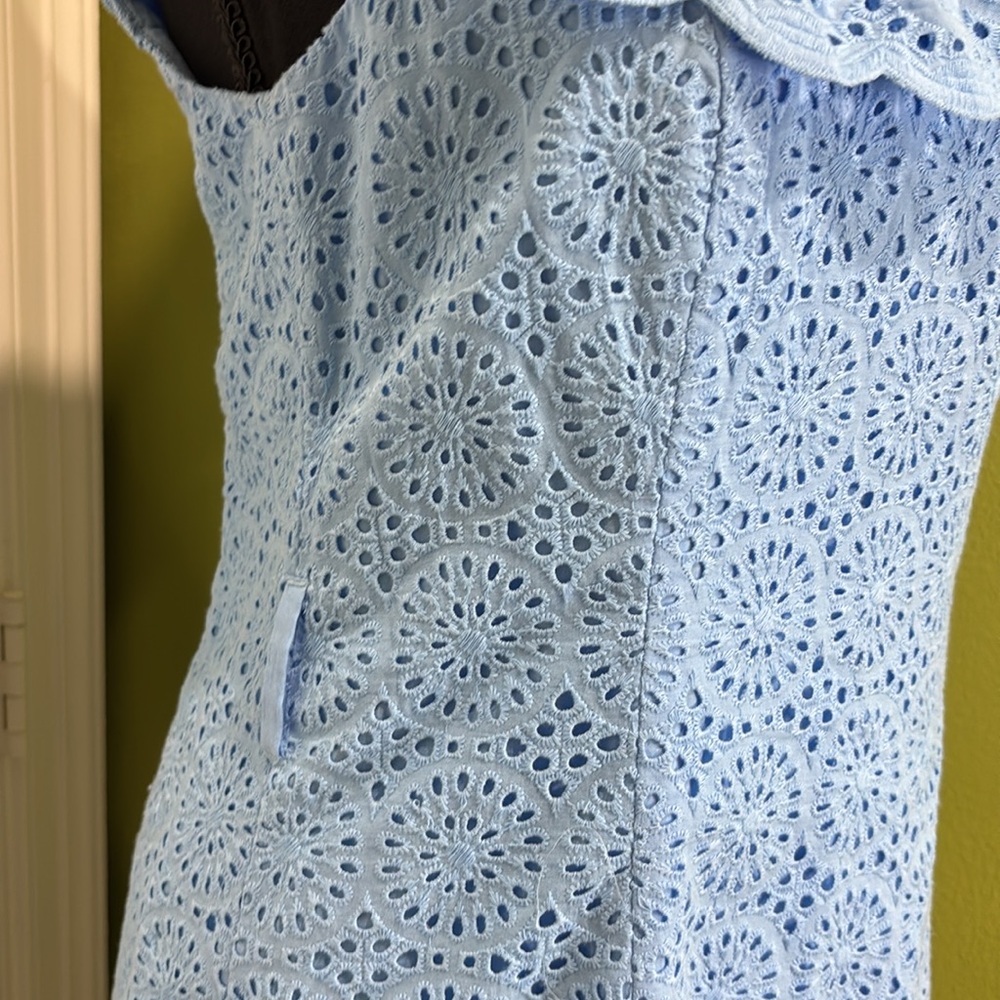 Lilly Pulitzer Ryann Eyelet Shift Dress Frenchie Blue Kaleidoscope NWT S… - Picture 8 of 14